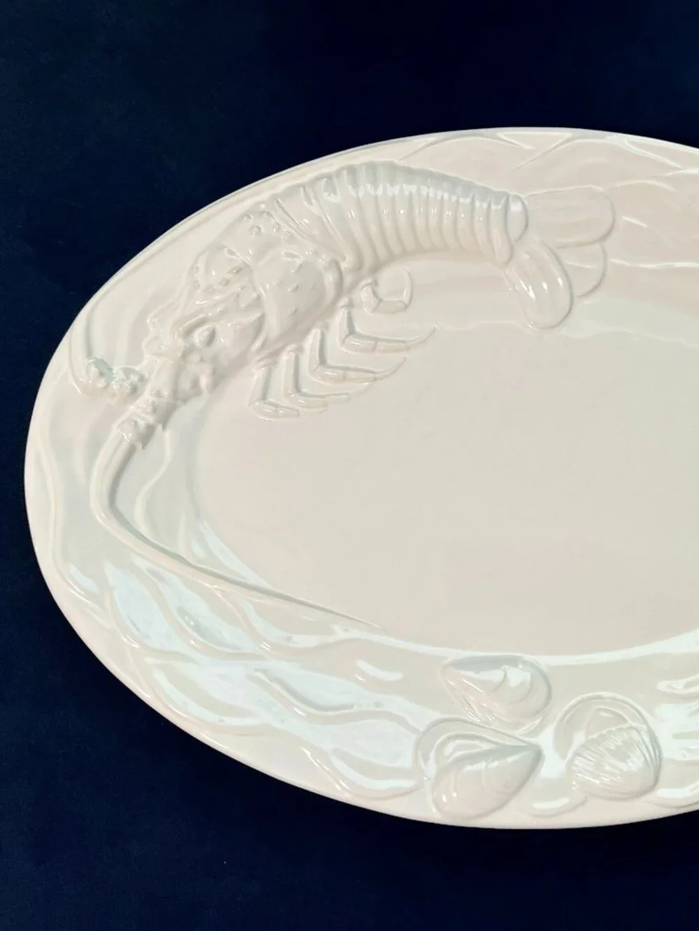 Vintage - A. Santos / Portugal Large Oval Lobster Serving Platter - White - EUC